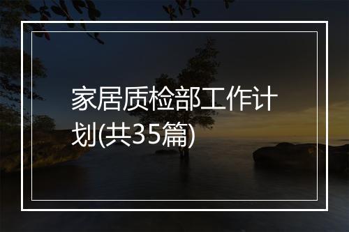 家居质检部工作计划(共35篇)