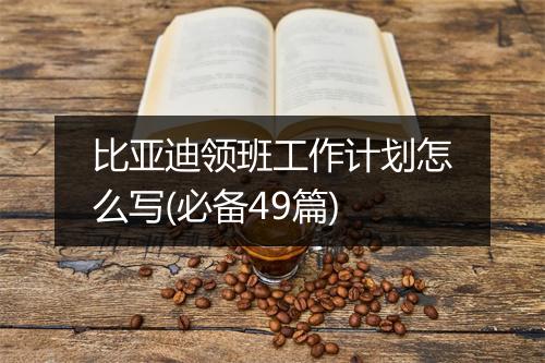 比亚迪领班工作计划怎么写(必备49篇)