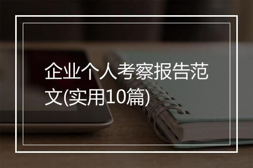 企业个人考察报告范文(实用10篇)
