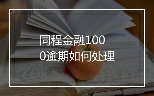 同程金融1000逾期如何处理