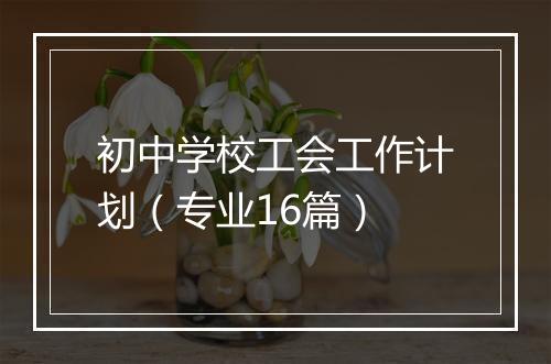 初中学校工会工作计划（专业16篇）