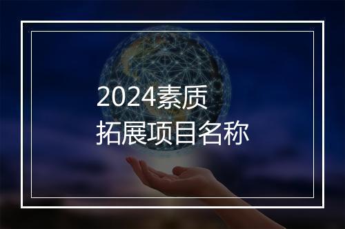 2024素质拓展项目名称