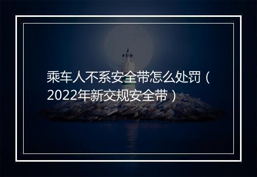 乘车人不系安全带怎么处罚（2022年新交规安全带）