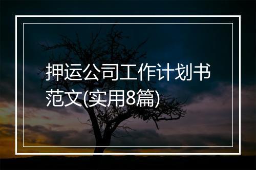 押运公司工作计划书范文(实用8篇)