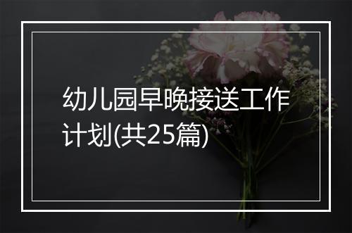 幼儿园早晚接送工作计划(共25篇)