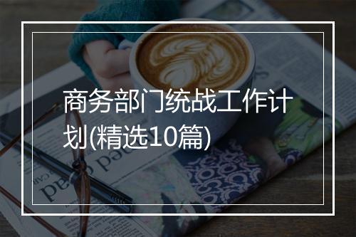 商务部门统战工作计划(精选10篇)