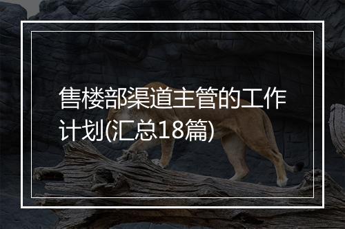 售楼部渠道主管的工作计划(汇总18篇)