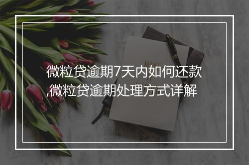 微粒贷逾期7天内如何还款,微粒贷逾期处理方式详解