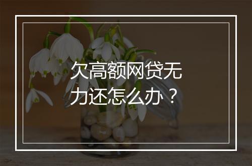 欠高额网贷无力还怎么办？