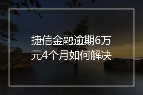 捷信金融逾期6万元4个月如何解决