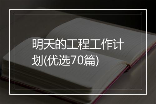 明天的工程工作计划(优选70篇)