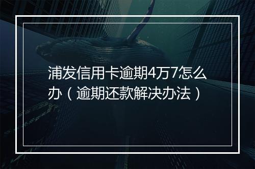 浦发信用卡逾期4万7怎么办（逾期还款解决办法）