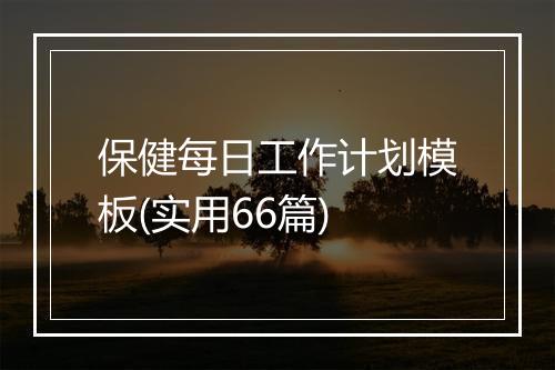 保健每日工作计划模板(实用66篇)
