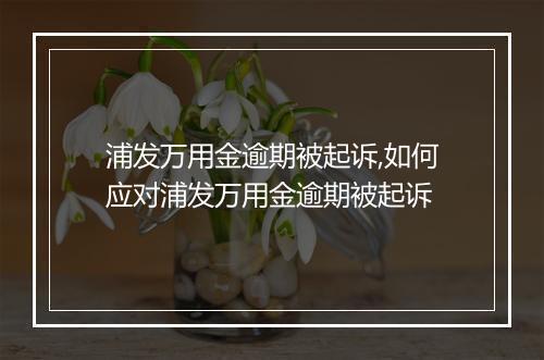 浦发万用金逾期被起诉,如何应对浦发万用金逾期被起诉