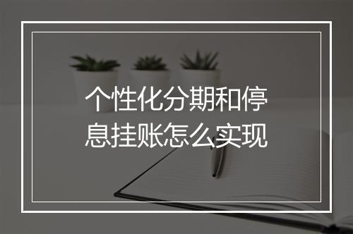 个性化分期和停息挂账怎么实现