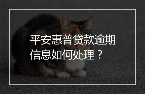 平安惠普贷款逾期信息如何处理？