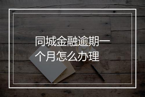 同城金融逾期一个月怎么办理