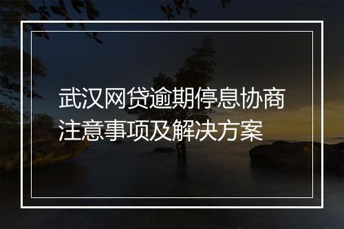 武汉网贷逾期停息协商注意事项及解决方案