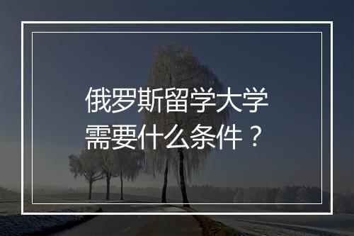 俄罗斯留学大学需要什么条件？