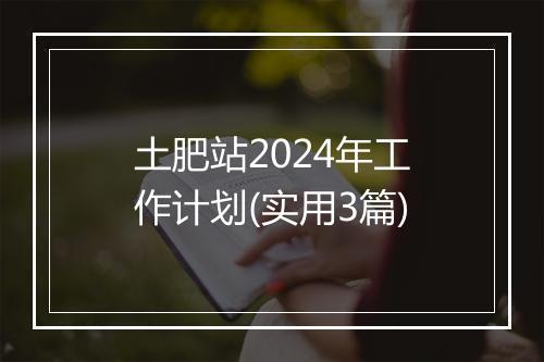 土肥站2024年工作计划(实用3篇)