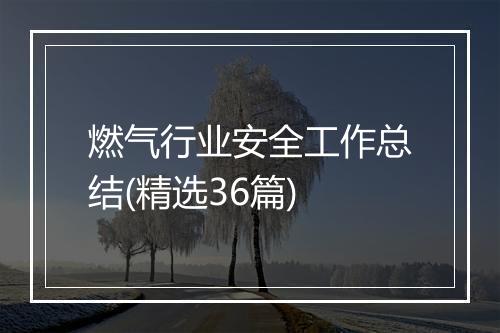 燃气行业安全工作总结(精选36篇)