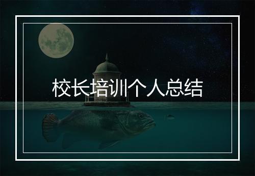 校长培训个人总结