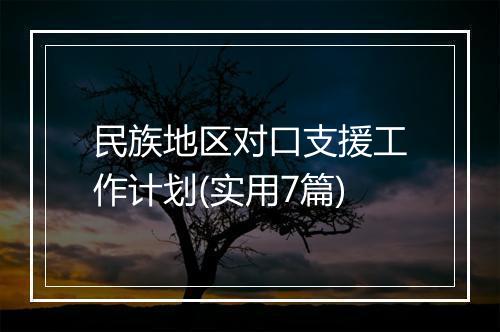 民族地区对口支援工作计划(实用7篇)
