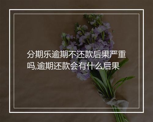分期乐逾期不还款后果严重吗,逾期还款会有什么后果