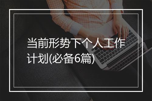 当前形势下个人工作计划(必备6篇)