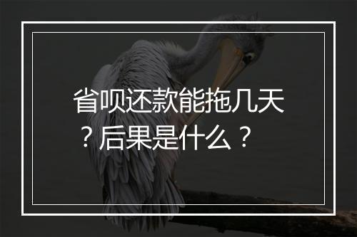 省呗还款能拖几天？后果是什么？