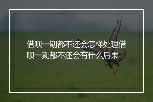借呗一期都不还会怎样处理借呗一期都不还会有什么后果