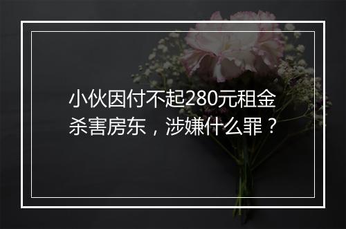 小伙因付不起280元租金杀害房东，涉嫌什么罪？