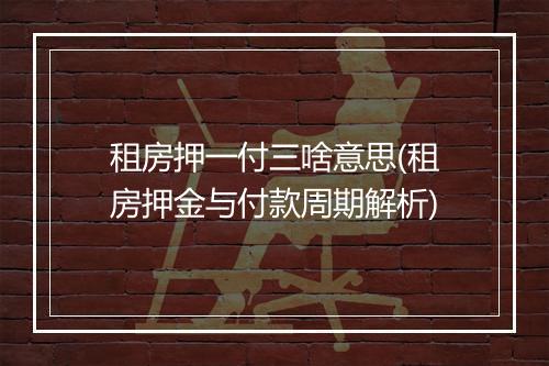 租房押一付三啥意思(租房押金与付款周期解析)