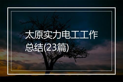 太原实力电工工作总结(23篇)