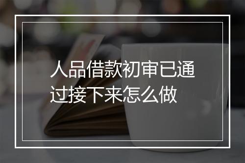 人品借款初审已通过接下来怎么做