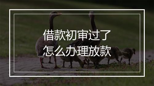 借款初审过了怎么办理放款