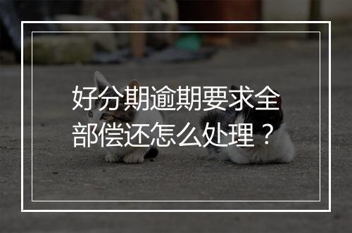 好分期逾期要求全部偿还怎么处理？