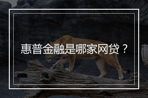 惠普金融是哪家网贷？