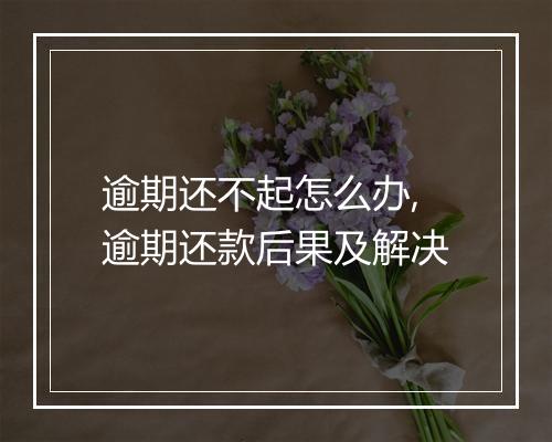 逾期还不起怎么办,逾期还款后果及解决