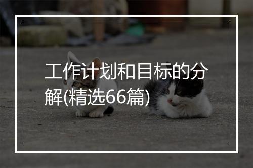 工作计划和目标的分解(精选66篇)