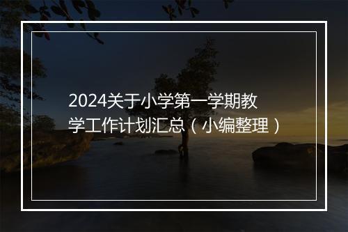 2024关于小学第一学期教学工作计划汇总（小编整理）