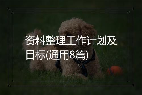 资料整理工作计划及目标(通用8篇)