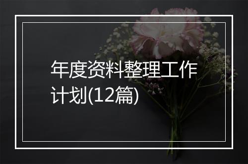 年度资料整理工作计划(12篇)