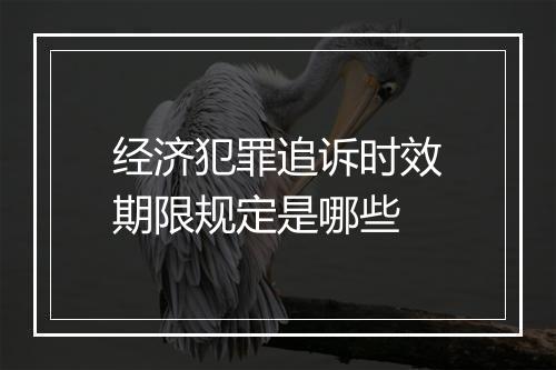 经济犯罪追诉时效期限规定是哪些