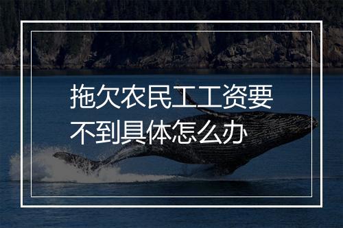 拖欠农民工工资要不到具体怎么办