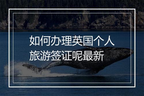 如何办理英国个人旅游签证呢最新
