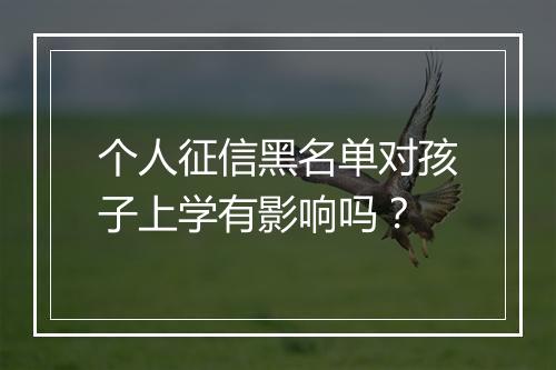 个人征信黑名单对孩子上学有影响吗？