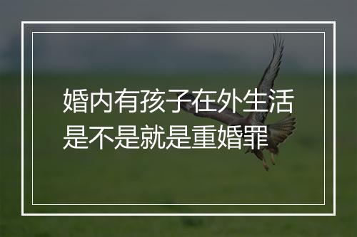 婚内有孩子在外生活是不是就是重婚罪