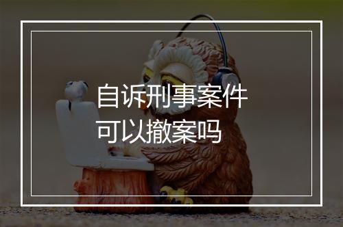 自诉刑事案件可以撤案吗