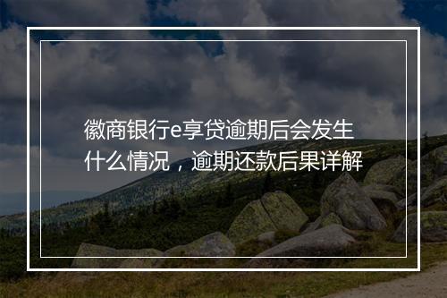 徽商银行e享贷逾期后会发生什么情况，逾期还款后果详解
